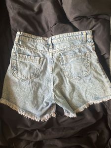 Light Wash Denim Frayed Shorts