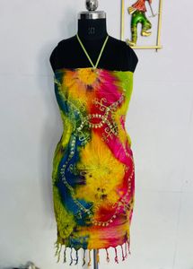 Bohemian Tie-Dye Gown with Embroidery