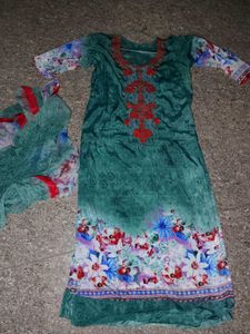 Green Floral Kurta Set with Dupatta