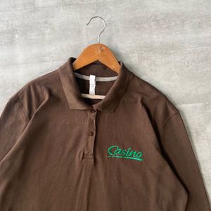 Men's Brown Long Sleeve Polo Shirt
