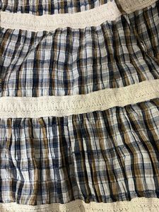 Chic Plaid Maxi Dress with Lace Trim