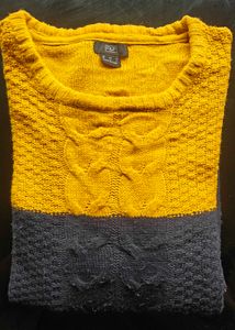 Men's Yellow &amp; Grey Cable Knit Sweater