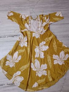 Beautiful Mustard Yellow Kurta with Floral Print