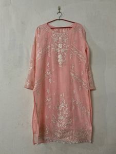 Pakistani Embroidered Pink Kurta set