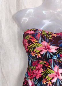 Vibrant Floral Strapless Swim Top