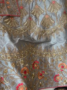 Grey Colour Heavy Work Ghagra With Duppata And Blo