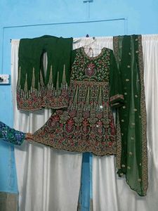 Embellished Green Kurta Set