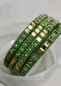 brand new Sparkling Green &amp; Gold Bangles