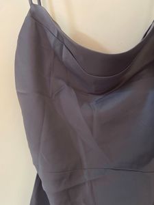 Grey Premium Satin Cowl Neck Dress