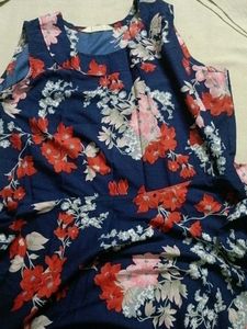 Navy Floral Sleeveless Dress