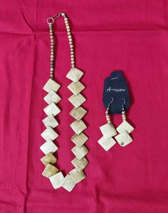 Vintage Boho Chic Bone bib Necklace and Earrings