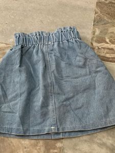 Cute Denim Skirt with Rainbow Buttons