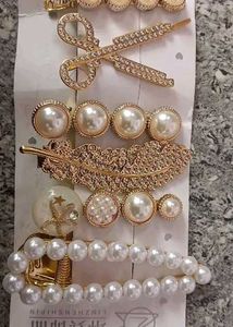 Pearl &amp; Rhinestone Hair Clip Set