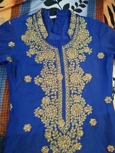 Royal Blue Embroidered Kurta Hardly wored