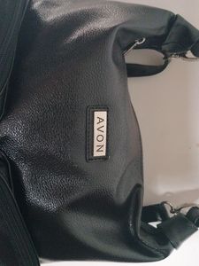 Avon Black Faux Leather Hobo Bag