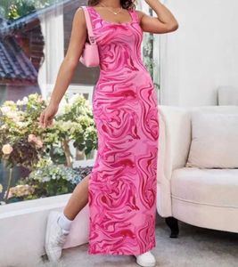Pink Swirl Print Maxi Dress