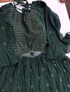 Elegant Emerald Green Kurta sharara Set