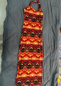 Patterned Halter Neck Maxi Dress