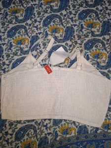 White Mirror Work Crop Top