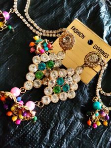 Earrings with Hair Chain