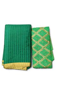 Elegant Green Silk Saree with Gold Border
