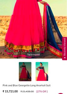 Stunning Pink &amp; Navy Blue Anarkali Suit