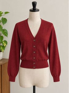 Burgundy V-Neck Cardigan