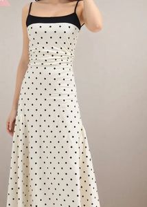 white polka dot strap midi dress