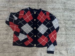 Vintage Argyle Wool Cardigan – Classic Preppy Knit
