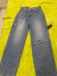 Blue Denim Straight Jean...Size Is S