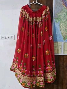 Red Embroidery Work Lehnga/Chaniya