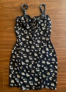 Urbanic Black Floral Tie-Front Mini Dress | XS