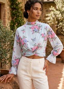 Floral Print High Neck Blouse