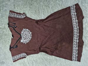 Brown Embroidered Kurta