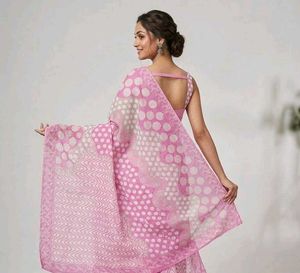 Beautiful Pink Polka Dot Saree