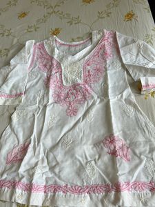 Embroidered Chikankari Kurti For Small Girl