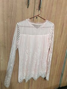 Peach Colour Top Net &amp; Lycra Material Mix