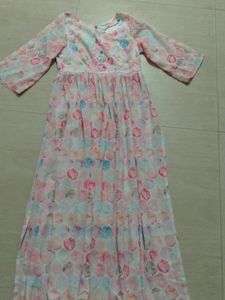 Georgette White Multi Colour Kurti