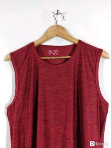 Maroon Plain Active Sleeveless T-shirt (Men)
