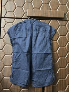 Navy Button-Down Blouse