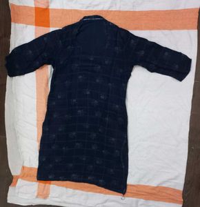 Navy Blue Printed Kurta