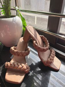 Nude Braided Block Heels 👡