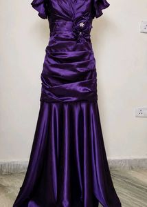 Elegant Purple Satin Evening Gown