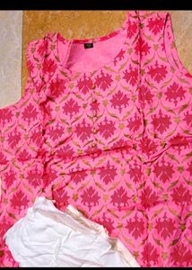 Pink Kurta Set with White Bottom