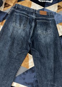 Trendy Wide Leg Blue Denim Jeans