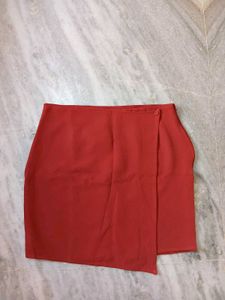 Chic Red Wrap Mini Skirt