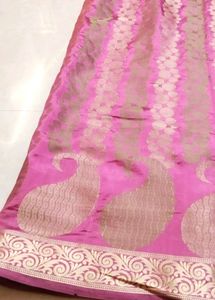 Elegant Pink Saree with Gold Paisley