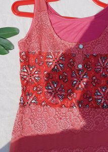 Peach Colour Festive Partywear Top