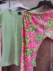 Comfy Striped Tee &amp; Floral Pyjama Set