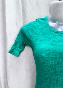 Chic Green Ribbed Bodycon Dress